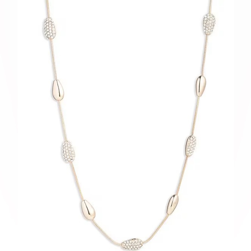 NWT Lauren Ralph Lauren Gold Tone Crystal Pave Pear Collar Necklace - Picture 3 of 7
